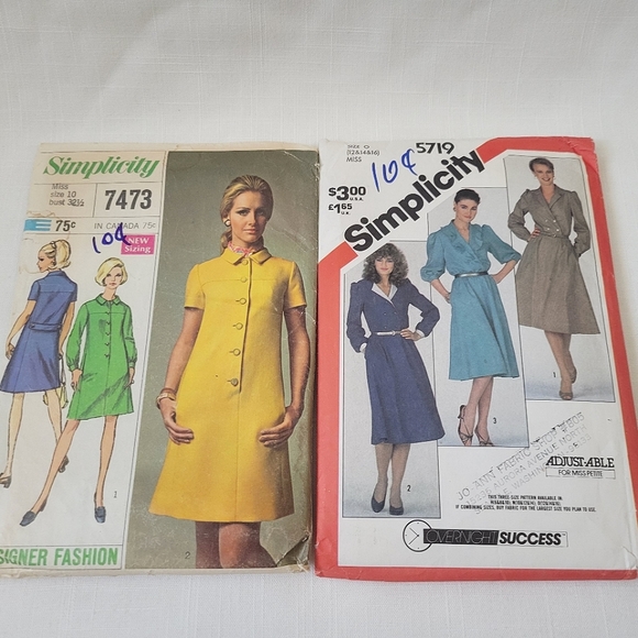 Vintage Simplicity Dress Patterns in Original Packaging 1967 and 1982 - Picture 2 of 12